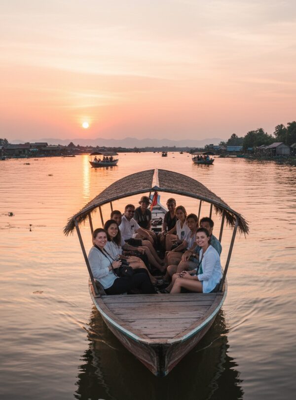 Relaxing boat cruise on Tonlé Sap Lake
